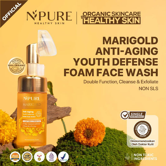 MARIGOLD FACE WASH - NPURE Facial Wash Marigold/ Deep-Cleanse / Anti Aging Facial Wash / Sabun Wajah Natural