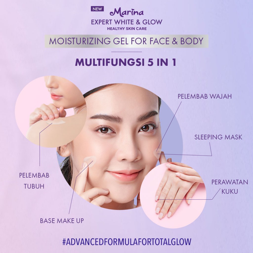 Marina Expert White & Glow Pelembap Gel Hydra Lock 170 ml - Exp : 06.2027