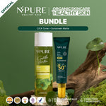 NPURE BUNDLE - Cica Toner 150ml + Cica Sunscreen Beat The Sun Matte / Kulit berjerawat / kombinasi / berminyak Mencerahkan Wajah