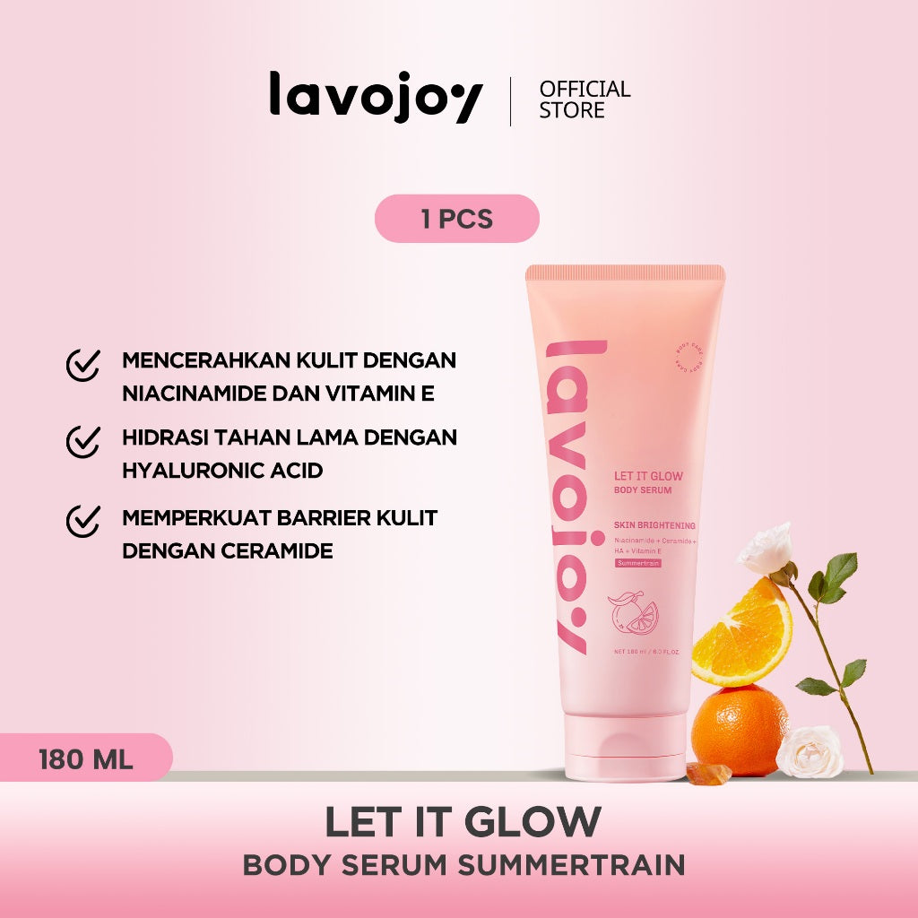Lavojoy Let It Glow Summertrain Body Serum Skin Brightening Upgraded Version | Body Lotion Untuk Mencerahkan Dan Melembabkan Kulit Dengan Niacinamide + Ceramide + Vitamin E