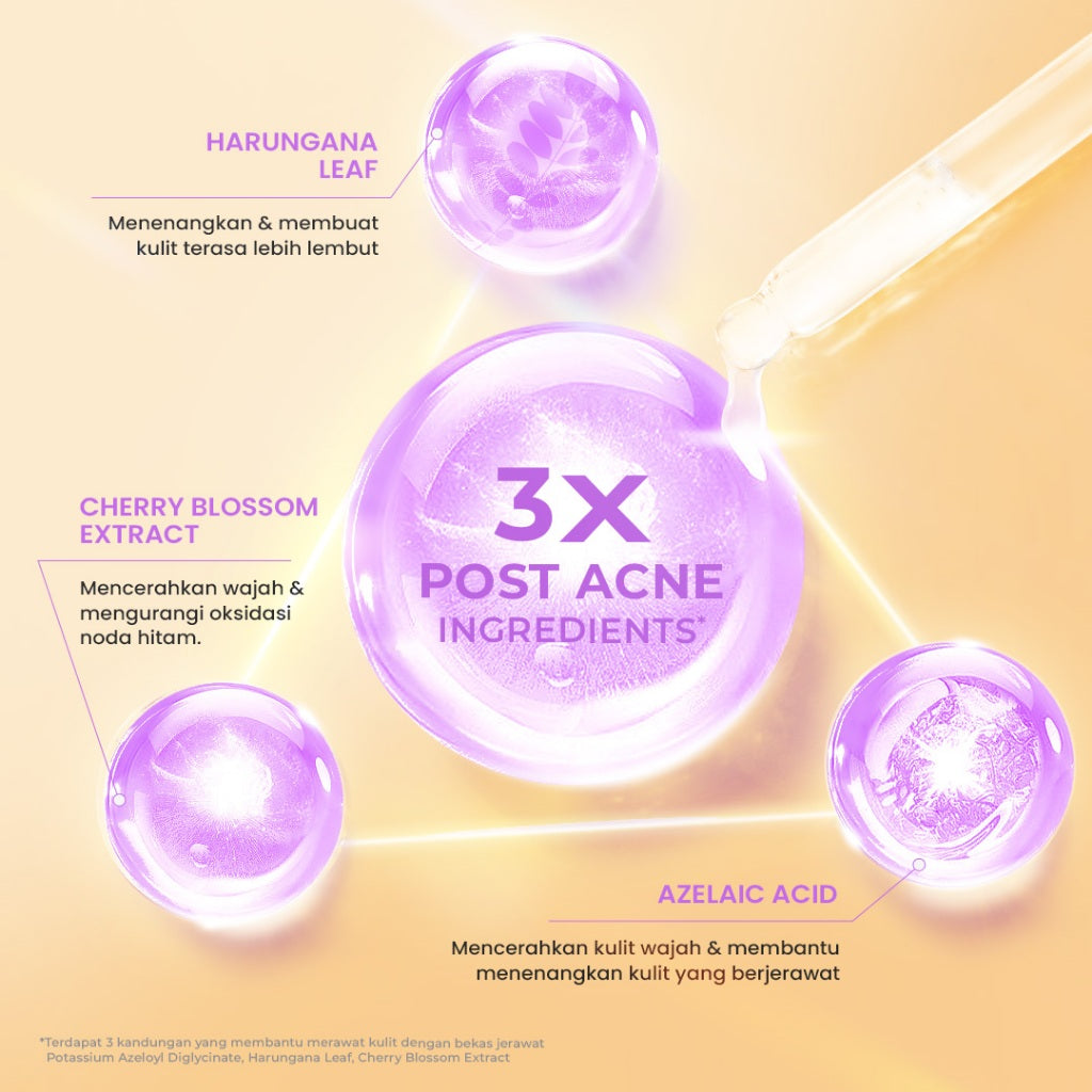 Hanasui Power Post Acne Serum - Pudarkan Bekas Jerawat PIE & PIH Mencerahkan dan Kurangi Kemerahan Cegah Jerawat Kembali