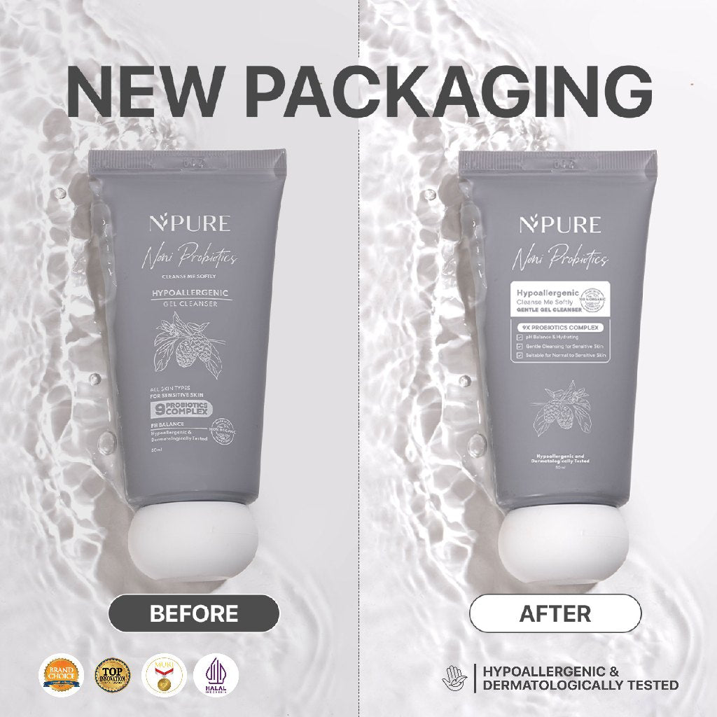 TRAVEL KIT - NPURE Cleanser Gel Noni Mini 50Ml / Cleanse Me Softly / Gentle Skin Cleanser / Pembersih Wajah Hypoallergenic / Sensitive Approved / Eczema / Semua Jenis Kulit / ph Balance / Travel Size