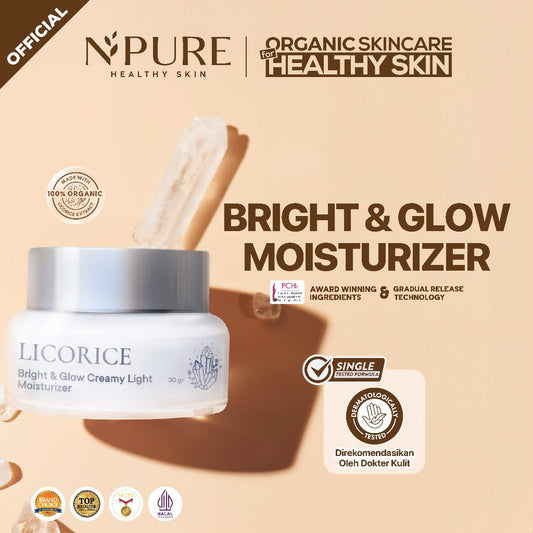 NPURE Licorice Bright & Glow Creamy light Moisturizer  / Creamy Light / Brightening Cream / 5X Bright Boost / Pelembap Wajah Cerah Glowing Semua Jenis Kulit