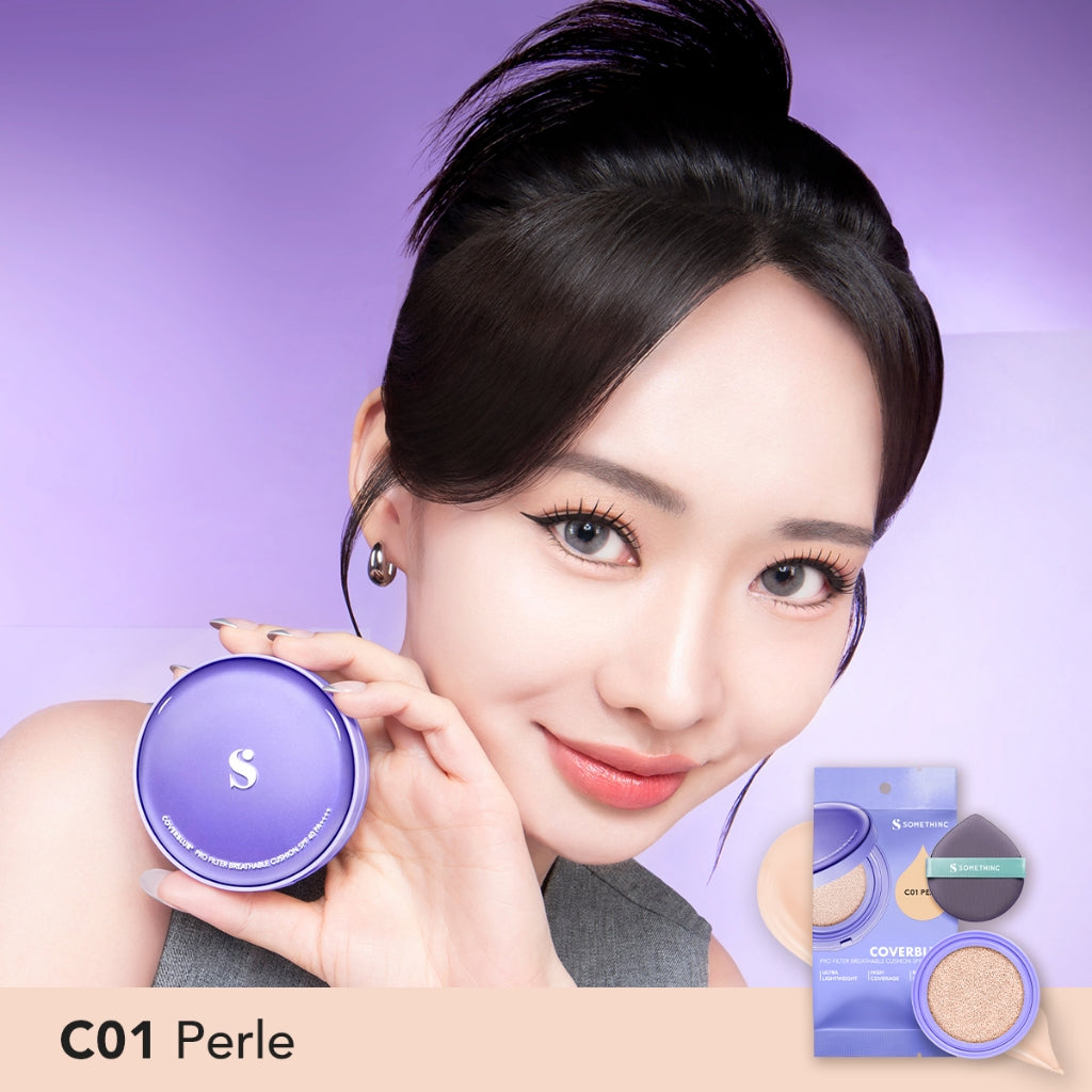 [BARU!] SOMETHINC COVERBLUR Pro Filter Breathable Cushion SPF 40 PA++++  - Seamless Cushion Dengan High Coverage | Smooth Satin Finish, Ringan Digunakan Di Wajah, Tahan Lama, Non comedogenic & Mengandung skincare