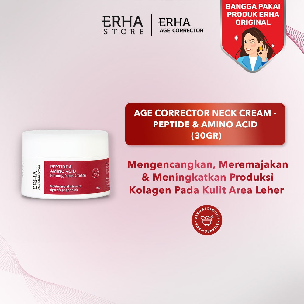 ERHA Age Corrector Peptide & Amino Acid Firming Neck Cream 30g - Krim Leher | Meningkatkan Produksi Kolagen | Mengurangi Garis Halus | Mengencangkan | Melembabkan Kulit Area Leher