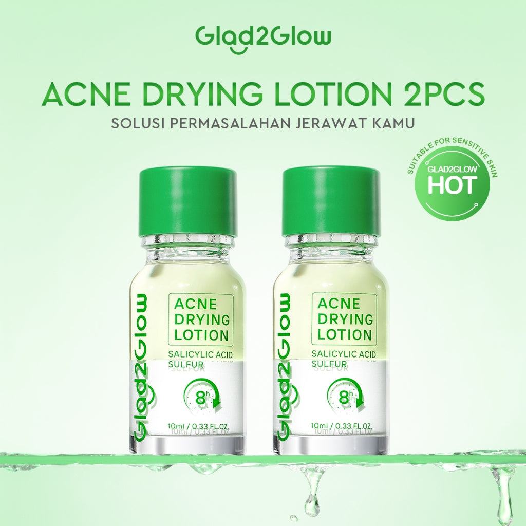 GLAD2GLOW Acne Drying Lotion Mengeringkan Jerawat 8 Jam Dengan Sulfur BHA & Bahan Alami Instant Acne Care Acne Gel Patch Spot Jerawat Serum Moisturizer Acne Skincare Wajah face wash facial Salicylic Acid Niacinamide g2glow official store