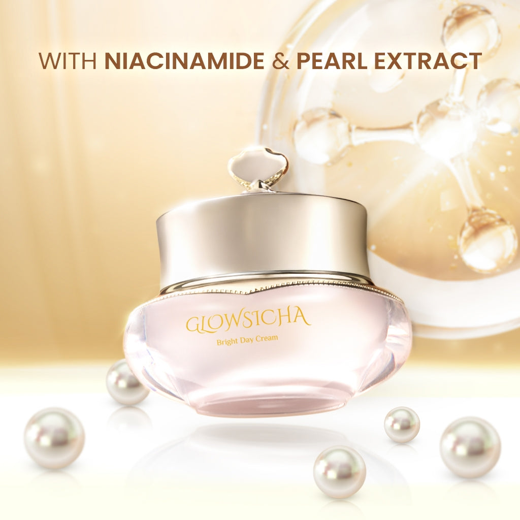 Glowsicha - Bright Day Cream tone up cerah moisturizer Pelembab Bercahaya Krim Siang Dengan Niacinamide brightening wajah cream pemutih wajah day cream Night Cream whitening skincare glowing BB cream Membantu Mencerahkan Wajah moist