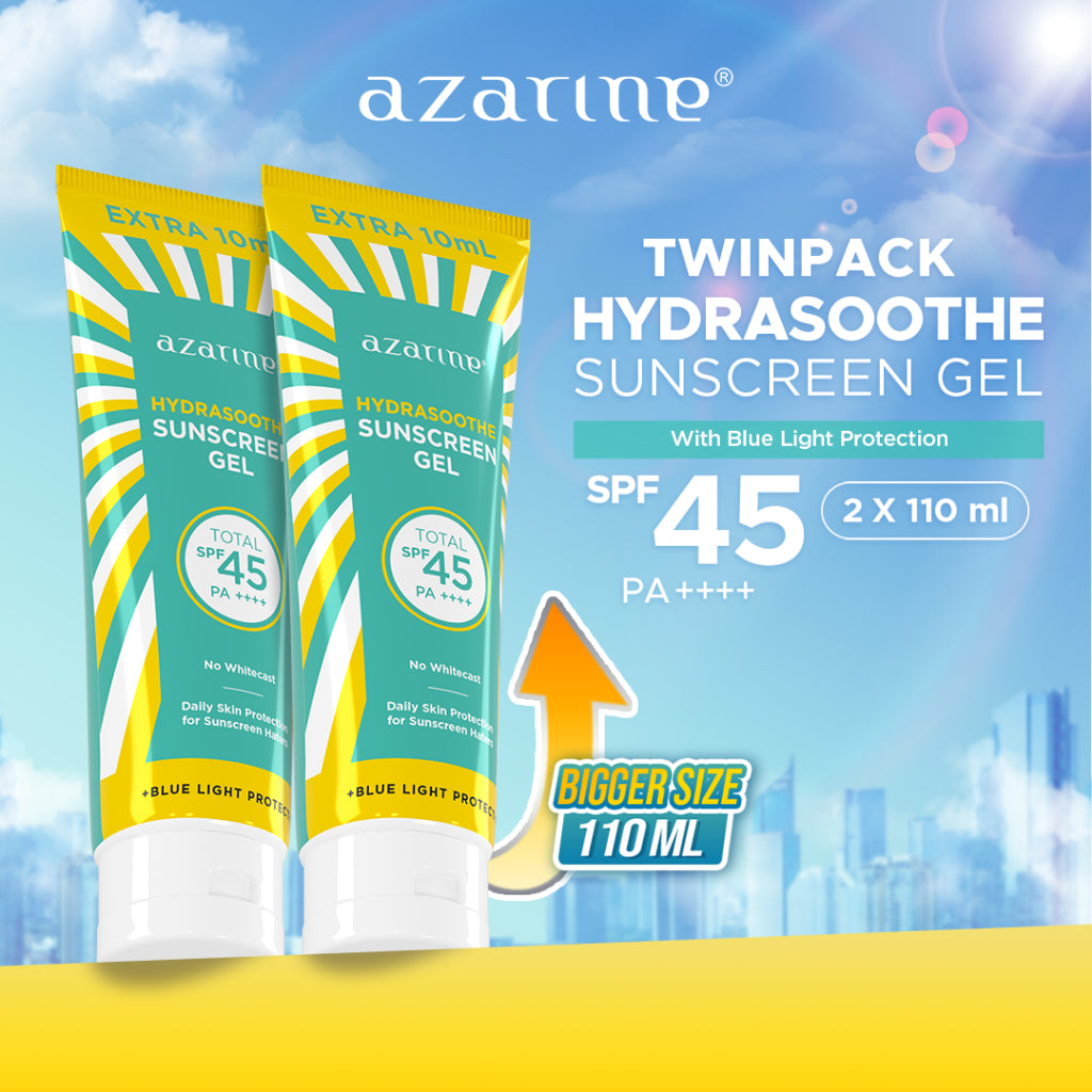 [TWIN PACK BIGGER SIZE GEL]  Azarine Hydrasoothe Sunscreen Gel 45 PA++++ [2x110ml] [LOLOS UJI INVIVO INVITRO] BEST SELLER sunscreen kulit berminyak berjerawat