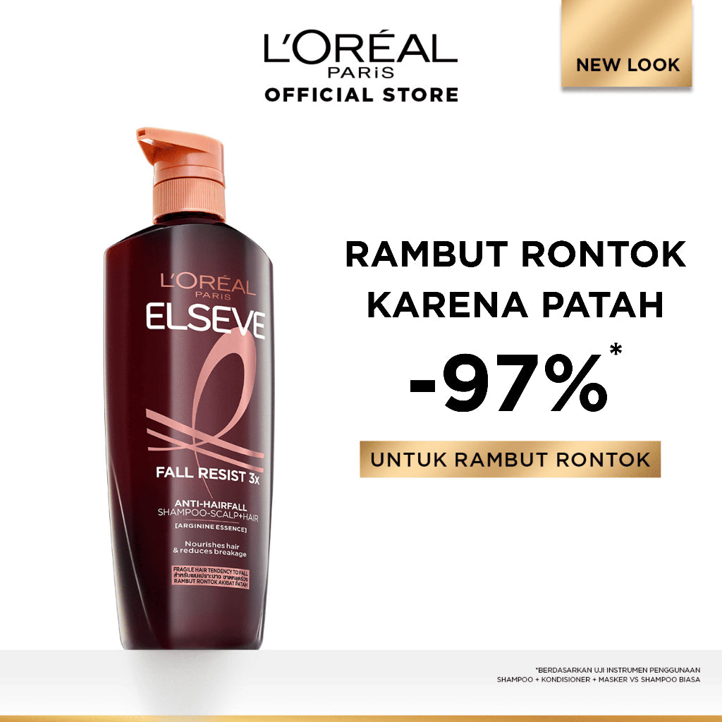 L'Oreal Paris Fall Resist 3x Anti-Hairfall Shampoo 620ml Scalp Hair Care dengan Arginine Protein - Rambut Rontok Berkurang hingga 5X 620ml Rambut Rontok dan Rapuh Hairfall Hair loss Shampoo Sampo