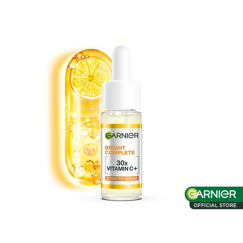 GARNIER Serum Vitamin C Bright Complete Vitamin C 30x Booster Serum Skincare - 15/30/50 ml Serum Mencerahkan Wajah Cepat Cerahkan Noda Hitam Serum Wajah