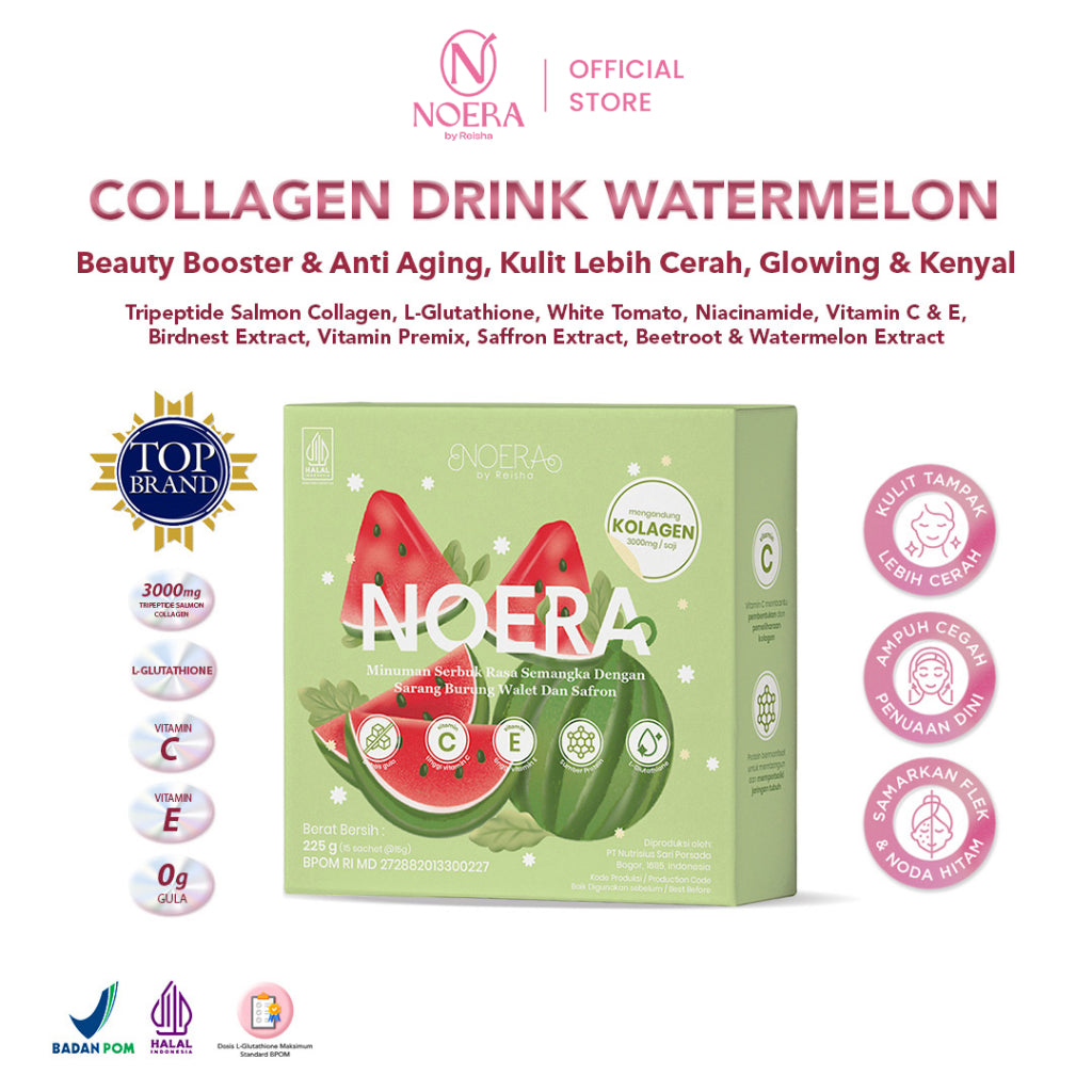 Noera Collagen Drink With Birdnest and Saffron Extract Improved Formula | Minuman Kolagen Glutathione Pencerah Badan | Noera Premium Collagen Drink | Colagen Beauty Drink | Minuman Pencerah Badan Anti Aging | Suplemen Pencerah Kulit Spesial
