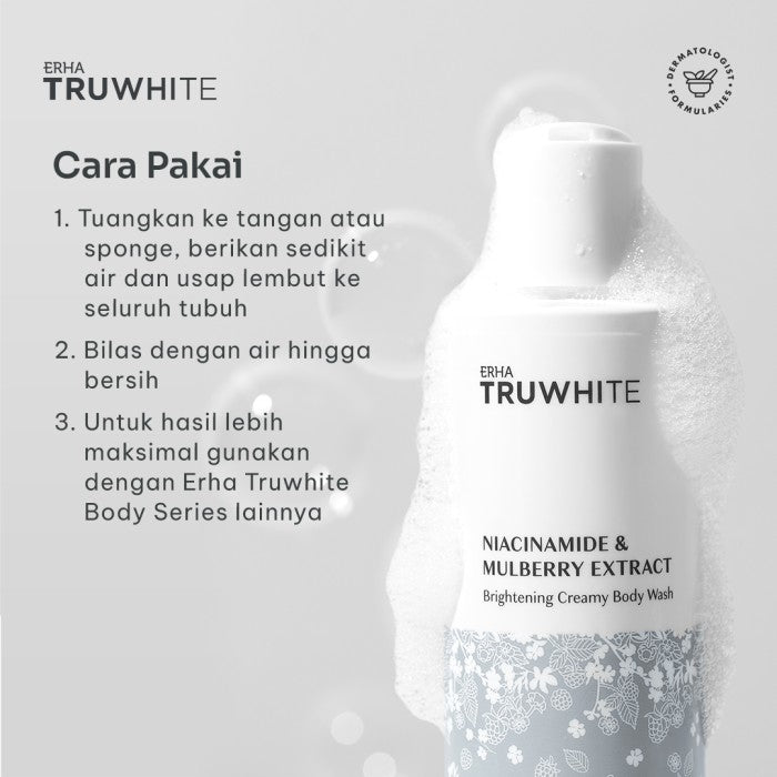 ERHA Truwhite Niacinamide & Mulberry Extract Brightening Creamy Body Wash - Sabun Pencerah Badan