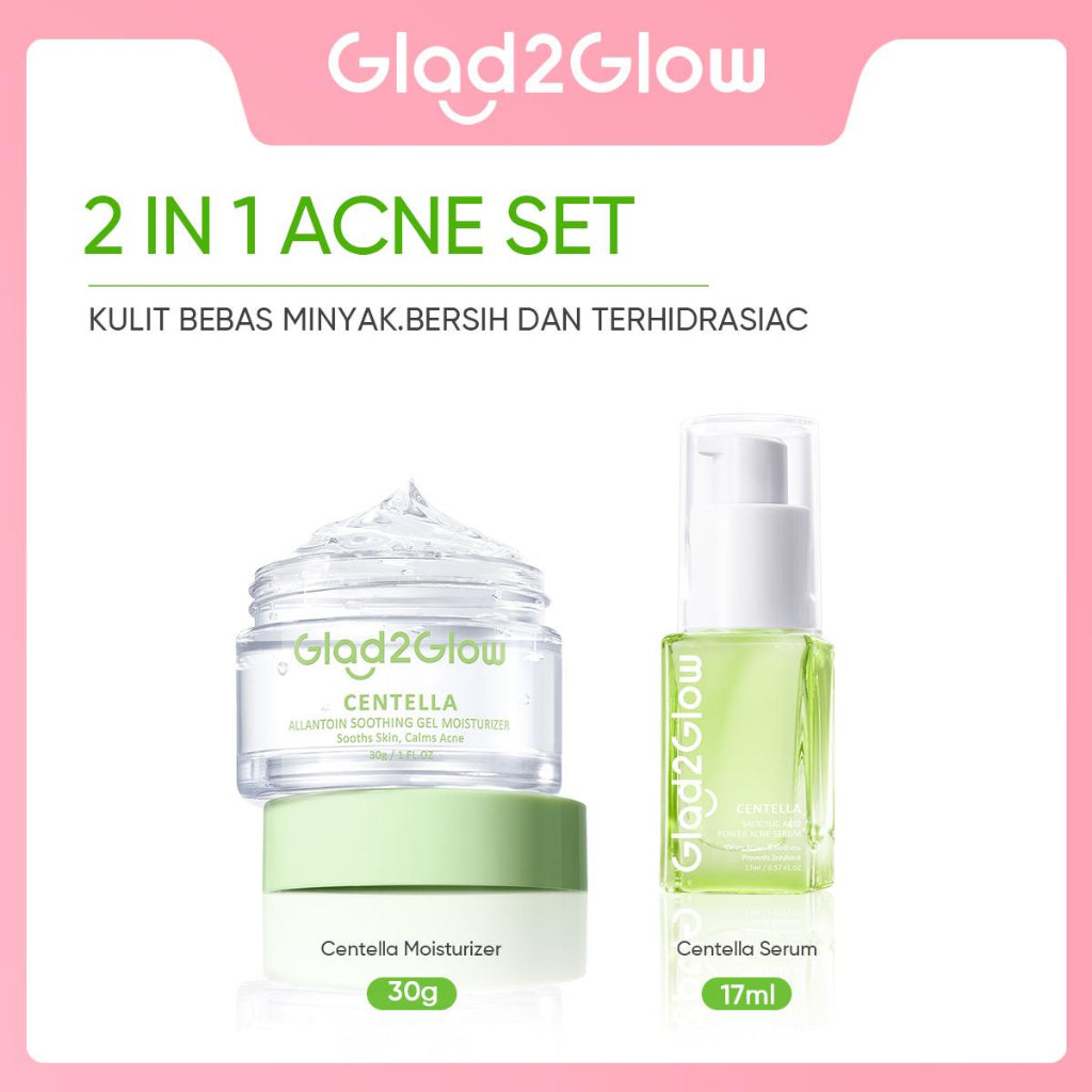 Glad2Glow Centella 2% Salicylic Acid Power Acne Serum skincare serum wajah Eksfoliasi Wajah skincare bpom essence Anti jerawat scincare lembut skincare Menyamarkan bekas jerawat  Menenangkan kulit berjerawat Merawat kulit berjerawat g2glow official store