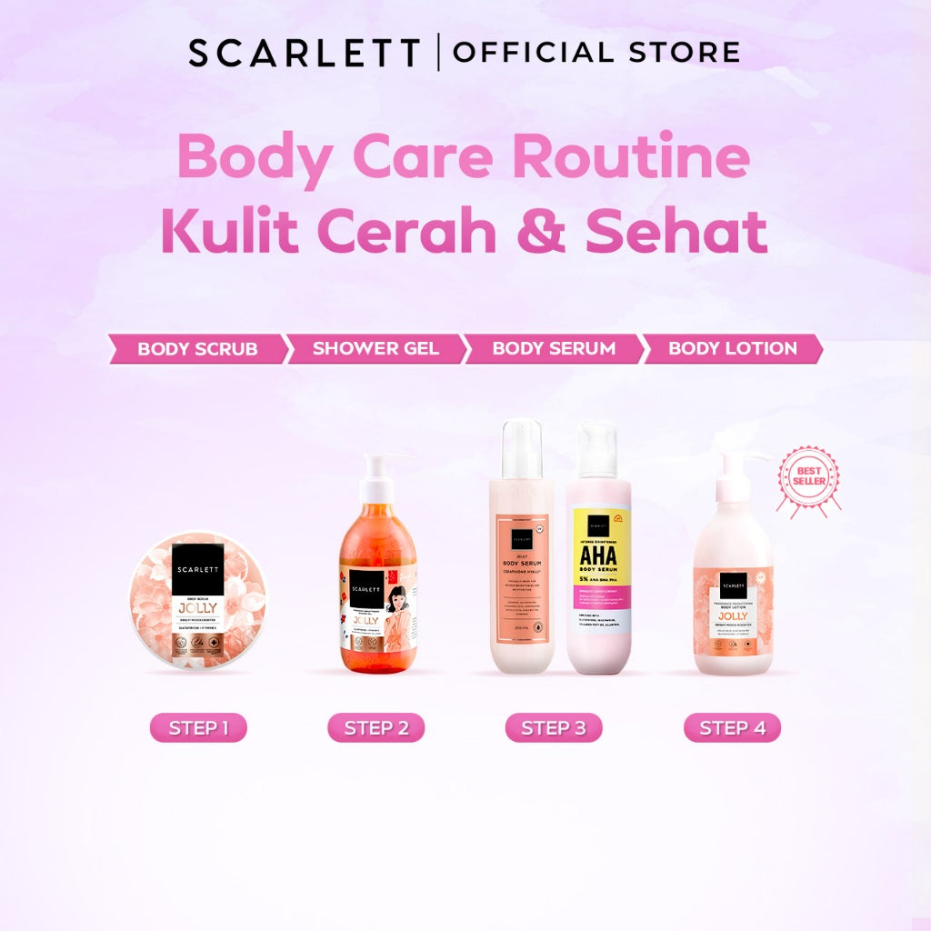 SCARLETT Fragrance Brightening Shower Gel 300ml | Body Wash Sabun Mandi Cair | Melembutkan Menutrisi Melembabkan Mencerahkan Kulit, Kulit Cerah Halus dengan Wangi Mewah