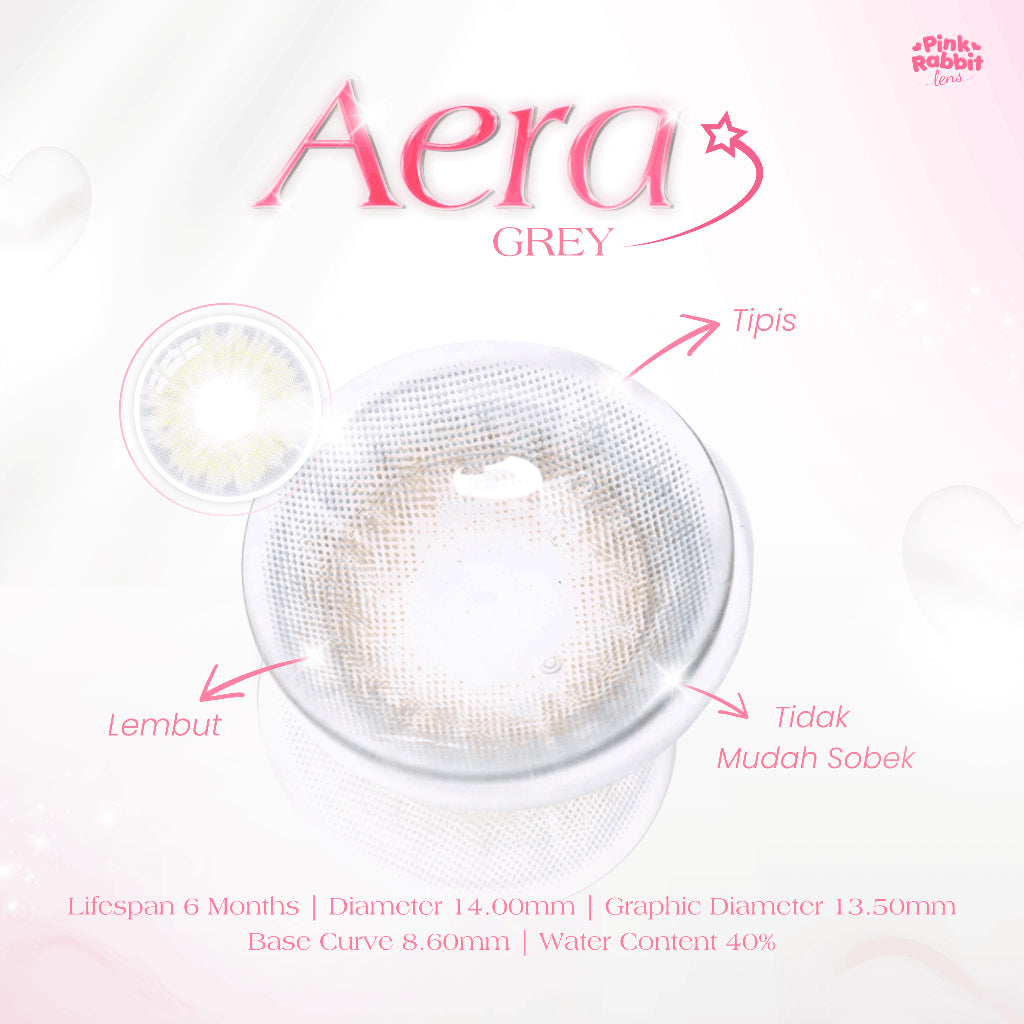 PINKRABBIT SOFTLENS AERA GREY - Normal, Minus 0.5 S/D 10.00 (1PCS/Sebelah) / Softlens / Soft Lens / Lensa Kontak / Soflen / Softlens normal minus / Lensa mata / Softlense #softlensnyaman #softlensnyamanbikincantik