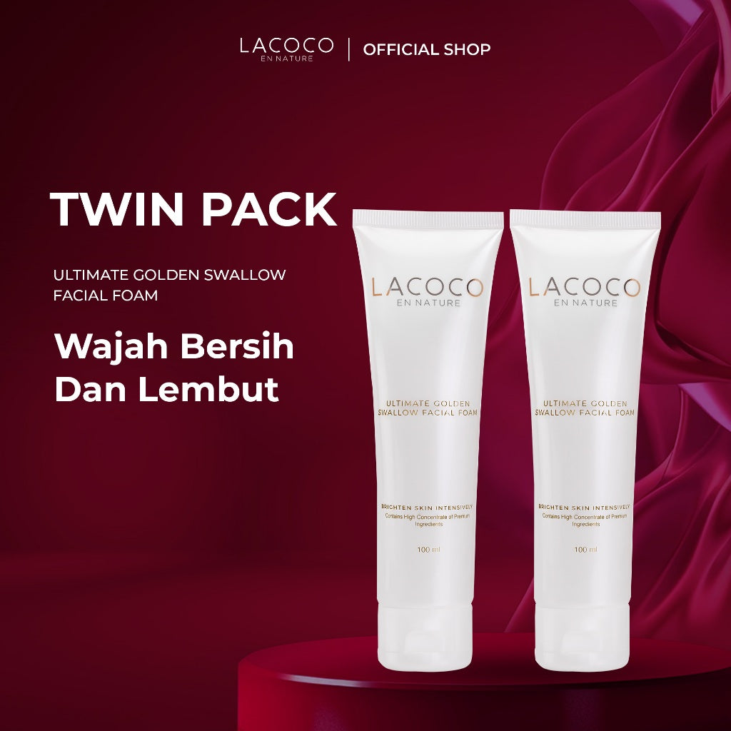 [Twin Pack] Lacoco Ultimate Golden Swallow Facial Foam 100ml - Facial Wash Pembersih Wajah Tanpa Rasa Kering