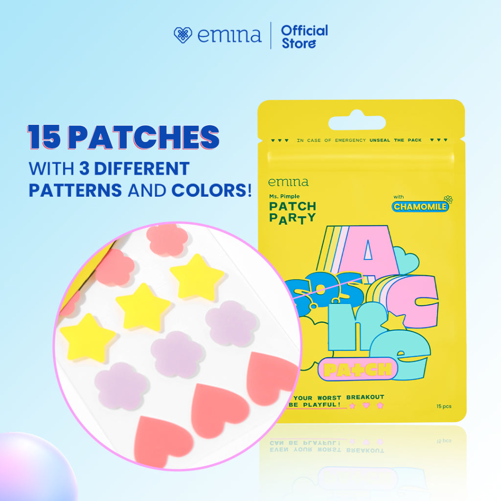 Emina Ms. Pimple Acne Patch 12 Pcs & 15 Pcs | Pimple Pacth Acne Spot Treatment Sticker Jerawat Tipis Penghilang Jerawat dengan Centella Asiatica, Tea Tree dan Chamomile