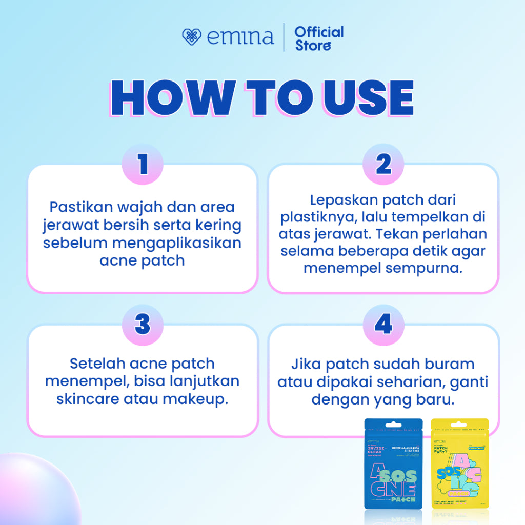 Emina Ms. Pimple Acne Patch 12 Pcs & 15 Pcs | Pimple Pacth Acne Spot Treatment Sticker Jerawat Tipis Penghilang Jerawat dengan Centella Asiatica, Tea Tree dan Chamomile