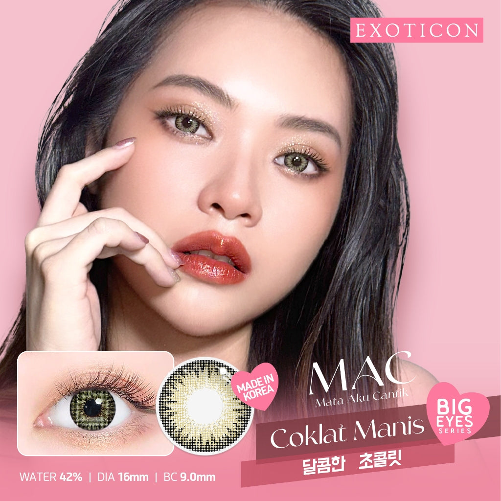 Exoticon Softlens MAC Series Hitam Anggun | Cokelat Manis | Abu Ayu | Biru Jelita | Soflens Big Eyes