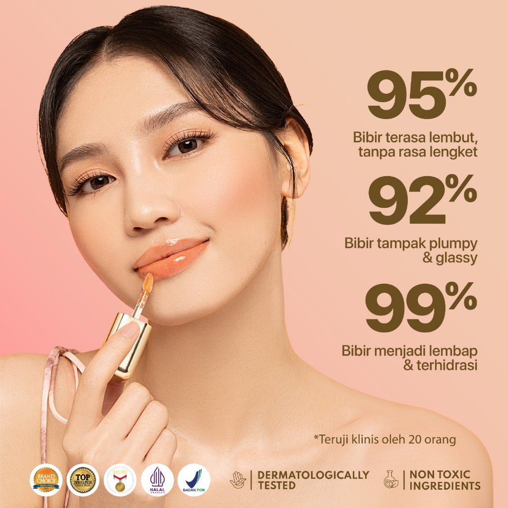 ROSE PINK - NPURE Power Glow Lip Oil/ Lip Gloss / Lip Base / Lip Topper / Pelembab Bibir