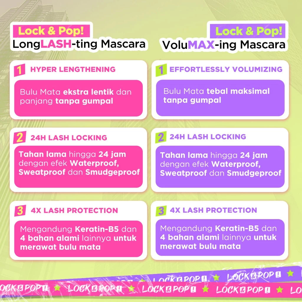 DAZZLE ME Lock & Pop! Duo Mascara Series VoluMAX-ing and LongLASH-ting Mascara