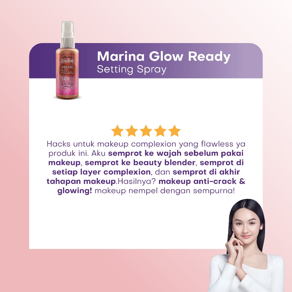 Marina Glow Ready Prime & Fix 5-in-1 Multitasker Setting Spray [50ml] - Exp : 07.2027