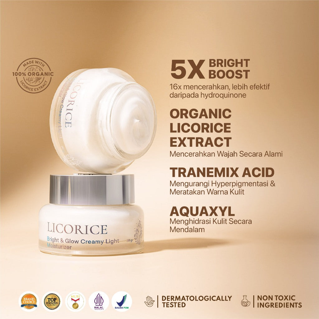 NPURE Bundling Licorice Serum + Licorice Moisturizer 30gr / Bright and Glow / Rangkaian Skincare / Mencerahkan
