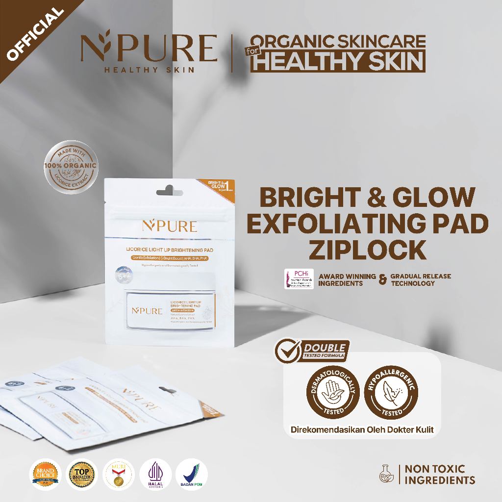 NPURE Acne Clear Pad Cica Sachet / Licorice Light Up Brightening Pads ZipLock