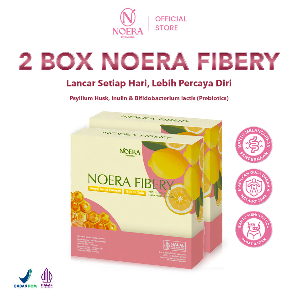 Noera Paket 2 Box Fibery Honey & Lemon | Bundling Fiber & Probiotics Drink | Minuman Serat Rasa Buah