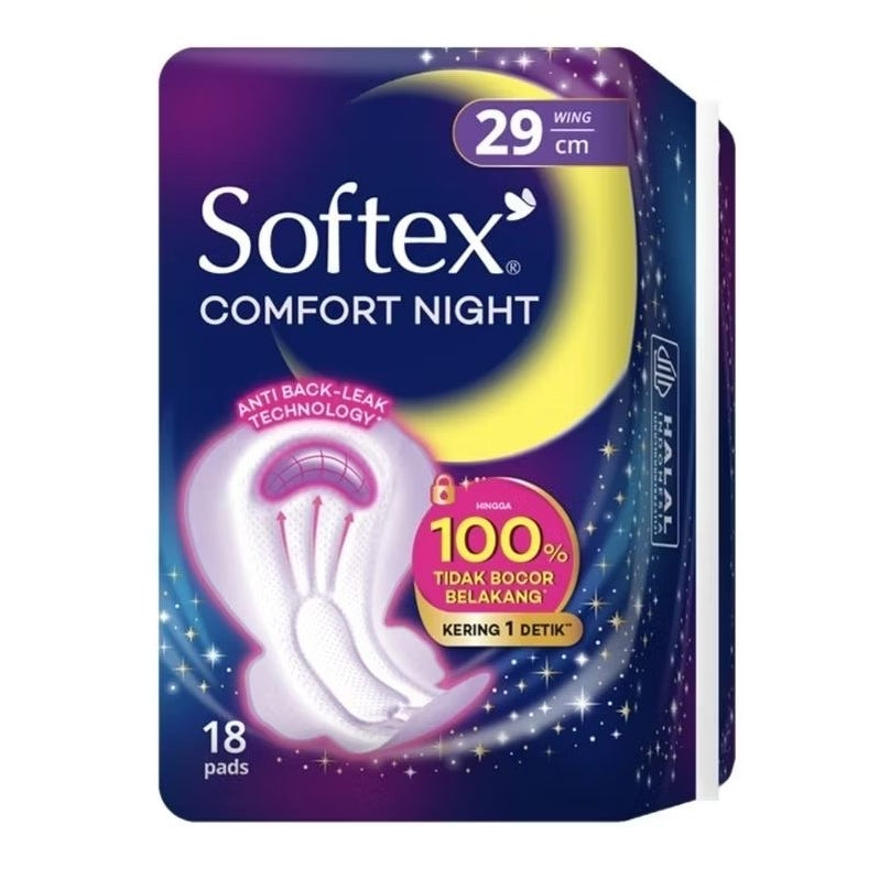Softex Comfort Night Pembalut Wanita Wing Malam 29 cm 18 Pcs