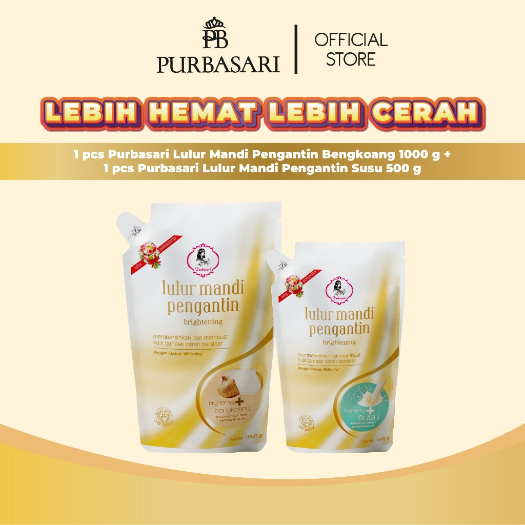 [Lebih Hemat Lebih Cerah] Purbasari Lulur Mandi Pengantin 1kg + Lulur Mandi Pengantin 500gr