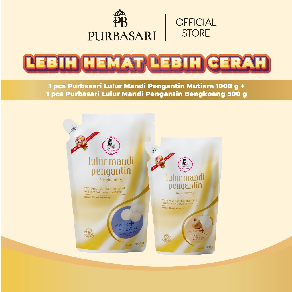 [Lebih Hemat Lebih Cerah] Purbasari Lulur Mandi Pengantin 1kg + Lulur Mandi Pengantin 500gr