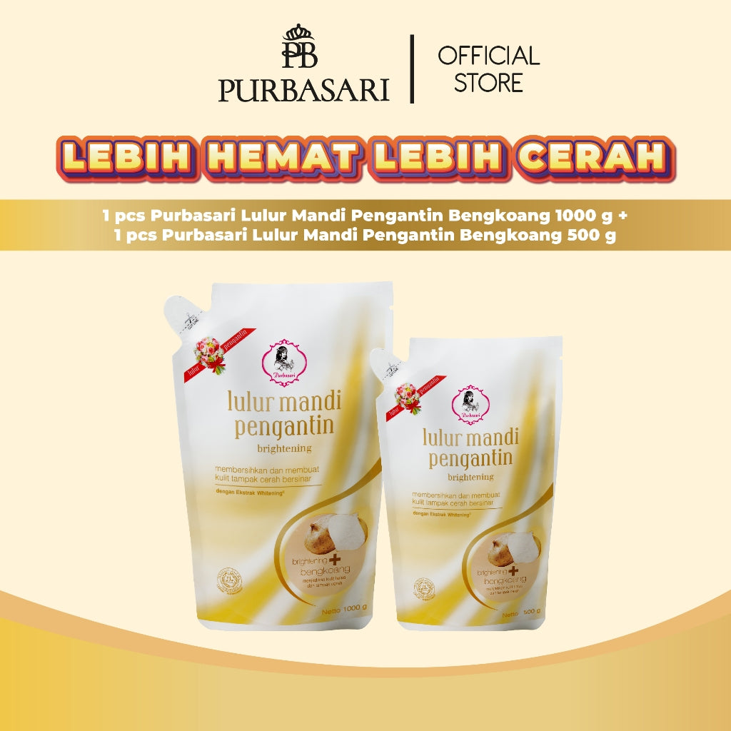 [Lebih Hemat Lebih Cerah] Purbasari Lulur Mandi Pengantin 1kg + Lulur Mandi Pengantin 500gr