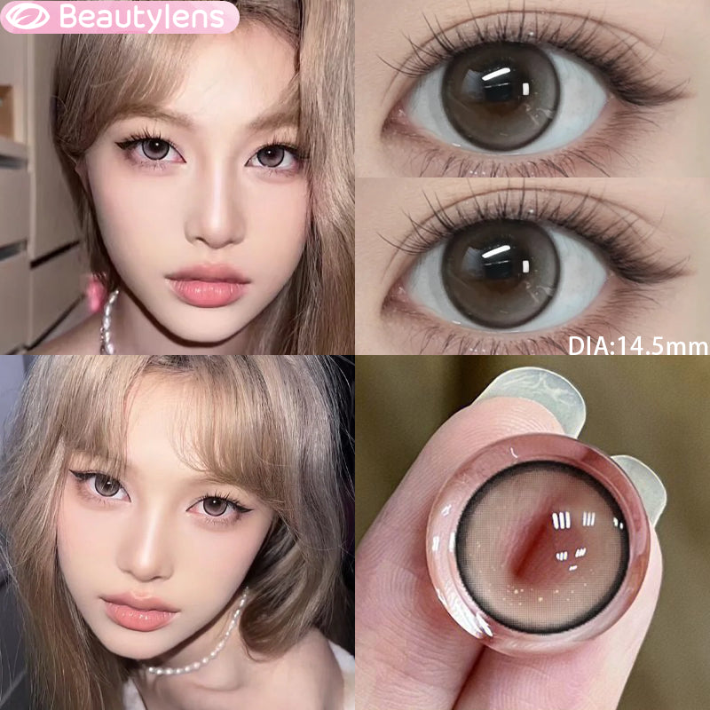BEAUTYLENS Honeycomb milk tea normal/minus(0.00s/d-8.00) Softlens Lensa Kontak 14.2MM Free Gift