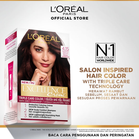 L'Oreal Paris Excellence Creme Triple Care Hair Color #4.15 (Cat / Pewarna Rambut Permanen)