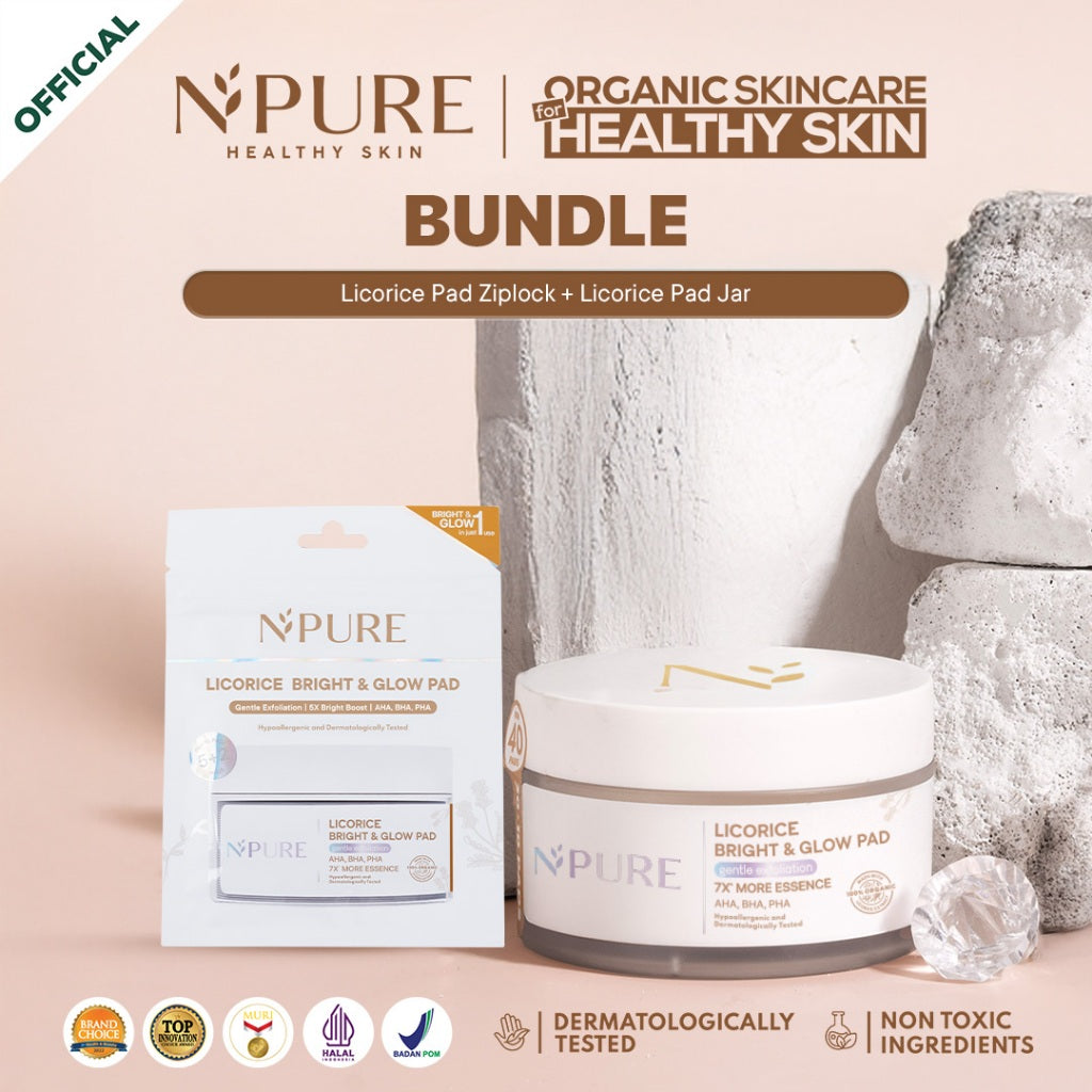 FREE SHEETMASK - NPURE Brightening Exfoliating Pad Licorice / Light Up / Kapas Wajah Exfoliasi Cerah Glowing