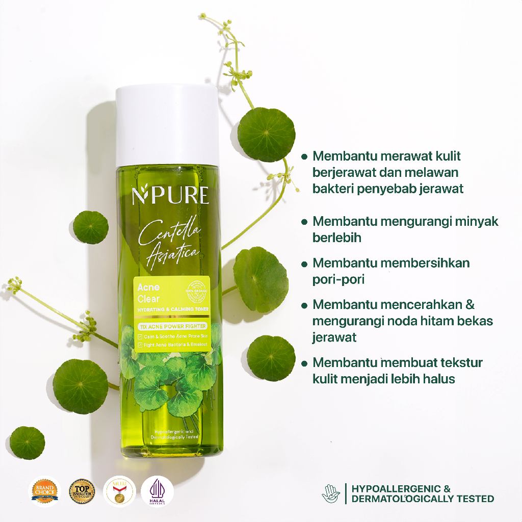 SOOTHING SKIN SET -  - NPURE Cica Acne Toner 150Ml + NPURE Power Clear Micellar Water 300Ml & 100Ml / Set Skincare / Acne Toner / Micellar Water / Hydrating Toner