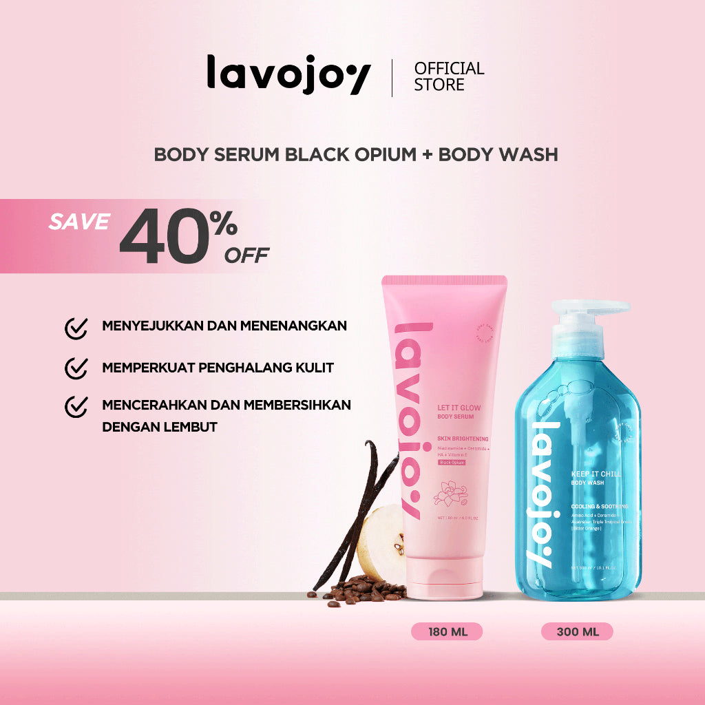 Lavojoy 2in1 Bundle Body Wash All Variants 300ml + Body Serum All Variants180ml | Sabun Mandi Cair Untuk Mencerahkan Dan Melembabkan Kulit | Body Serum Untuk Mencerahkan Dan Melembabkan Kulit