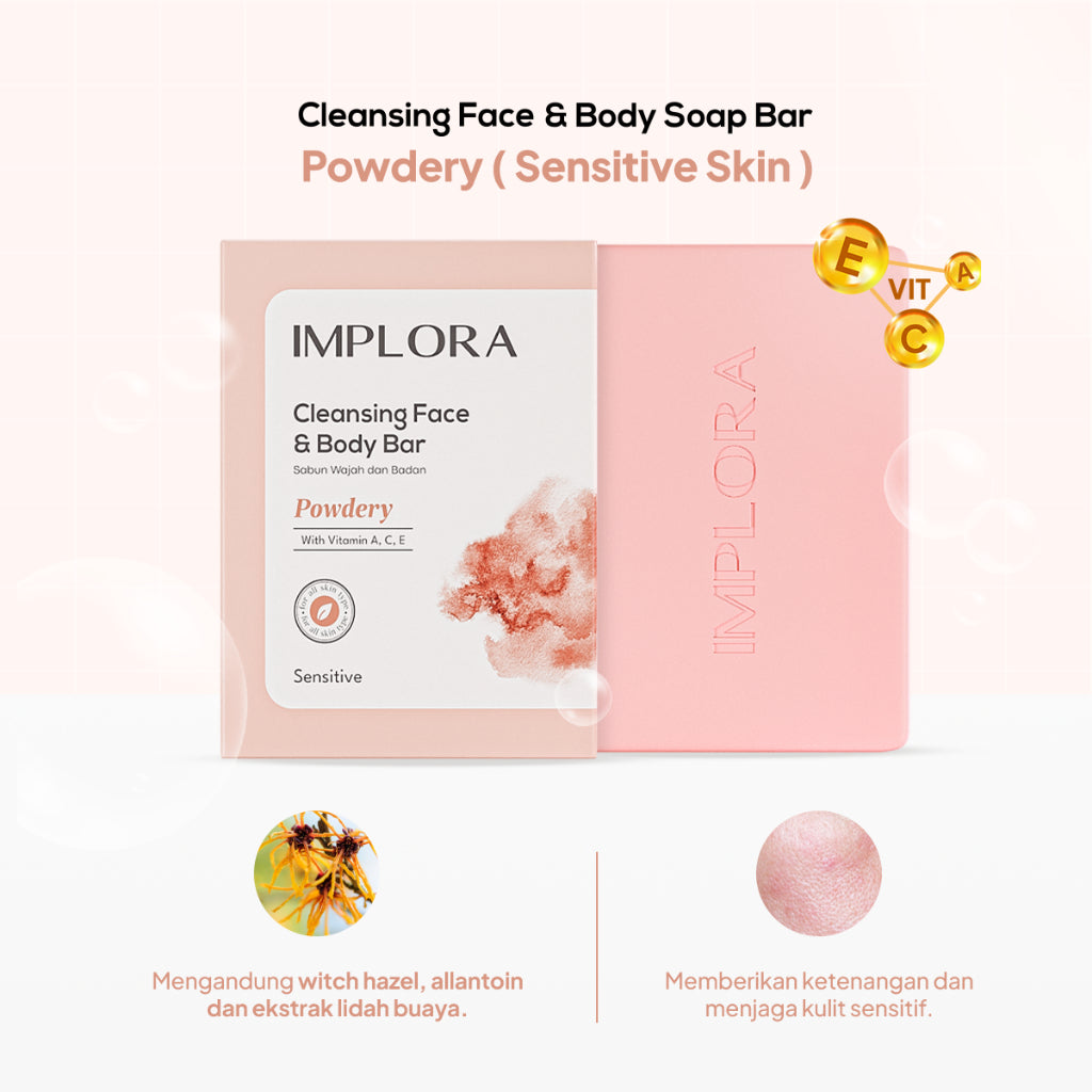 Implora Cleansing Face & Body Bar Soap | Body, Face & Hand Cleanser