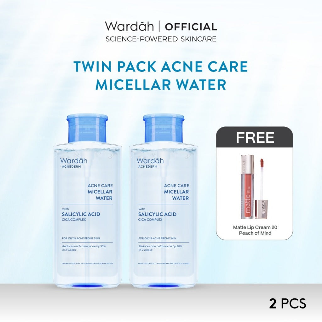 TWINPACK WARDAH Micellar Water 400 ml (Perfect Bright, Nature Daily, Lightening Oil, Acnederm) - Pembersih Make Up Waterproof - - Pembersih Wajah -  Skincare
