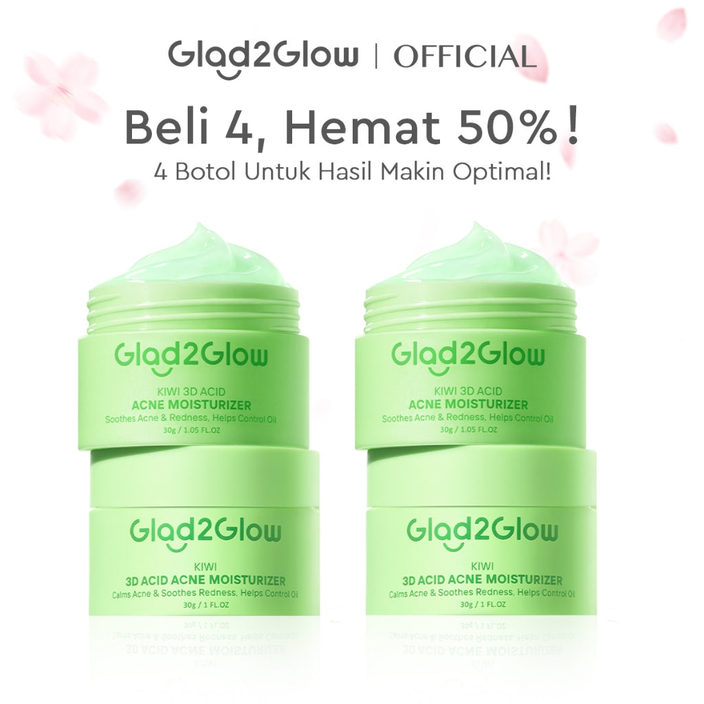 [Hemat 4PCS]Glad2Glow Moisturizer Series Mencerahkan Pencerah Wajah Anti Jerawat Penuaan Hilangkan Flek Tenangkan Kulit Niacinamide 377 Retinol Centella Skincare Pelembab Esensi Perawatan Kulit Pelembab Pembersih day cream tone up g2glow official store