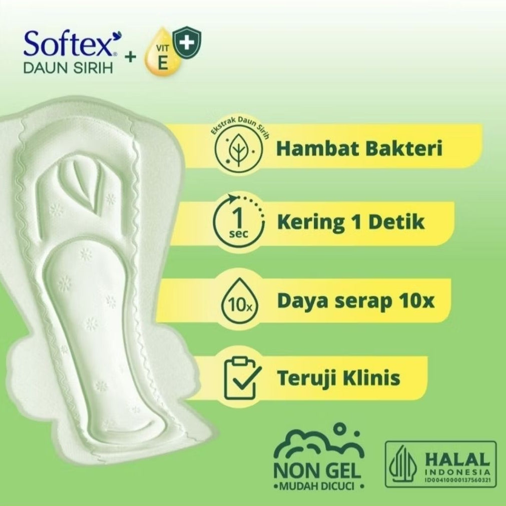 Softex Daun Sirih Pembalut Wanita Wing Malam 29 cm 24 pcs
