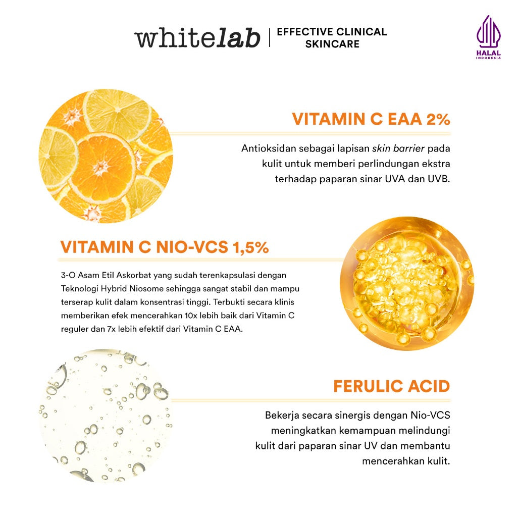 Whitelab Serum Vitamin C Glow Booster - Antioksidan Tinggi untuk Kulit Cerah dan Glowing C-Dose+ dengan NIO-VCS