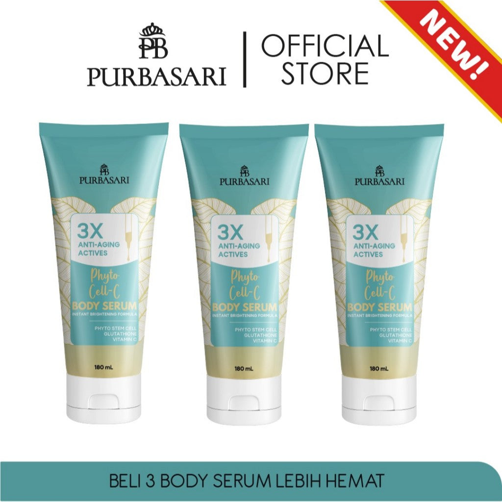 [3 PCS] Purbasari Body Serum 180ml - Cybright Whitening - Ceramide Barrier - Phyto Cell-C - White Glow - Skin Firming - Gluta Hya / Mencerahkan / Melembabkan / Hidrasi Lotion Pencerah Tubuh