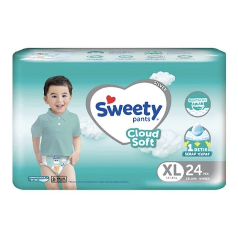 Sweety Silver Cloud Soft Popok Celana Bayi XL 24 pcs