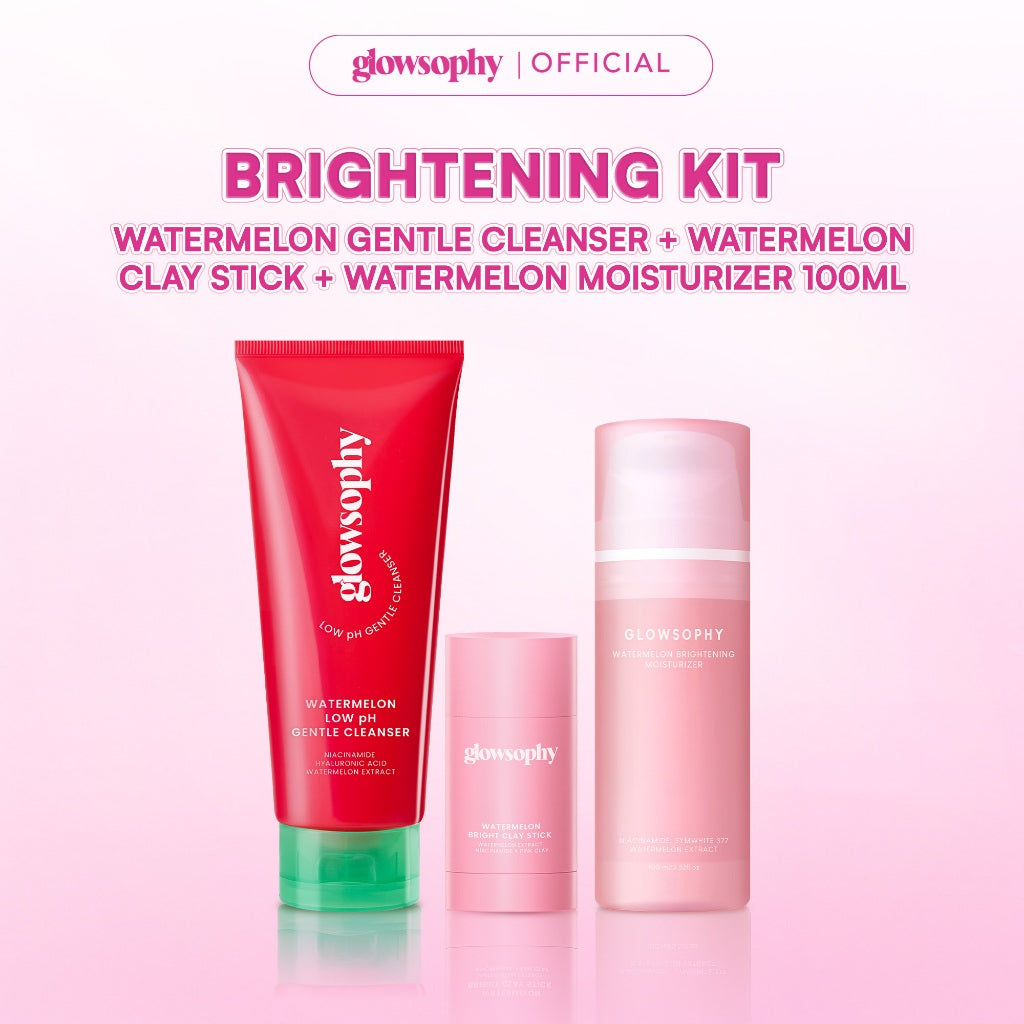Glowsophy Bundle 3in1 Brightening Set Watermelon Clay Stick + Watermelon Gentle Cleanser + Watermelon Moisturizer 100ml