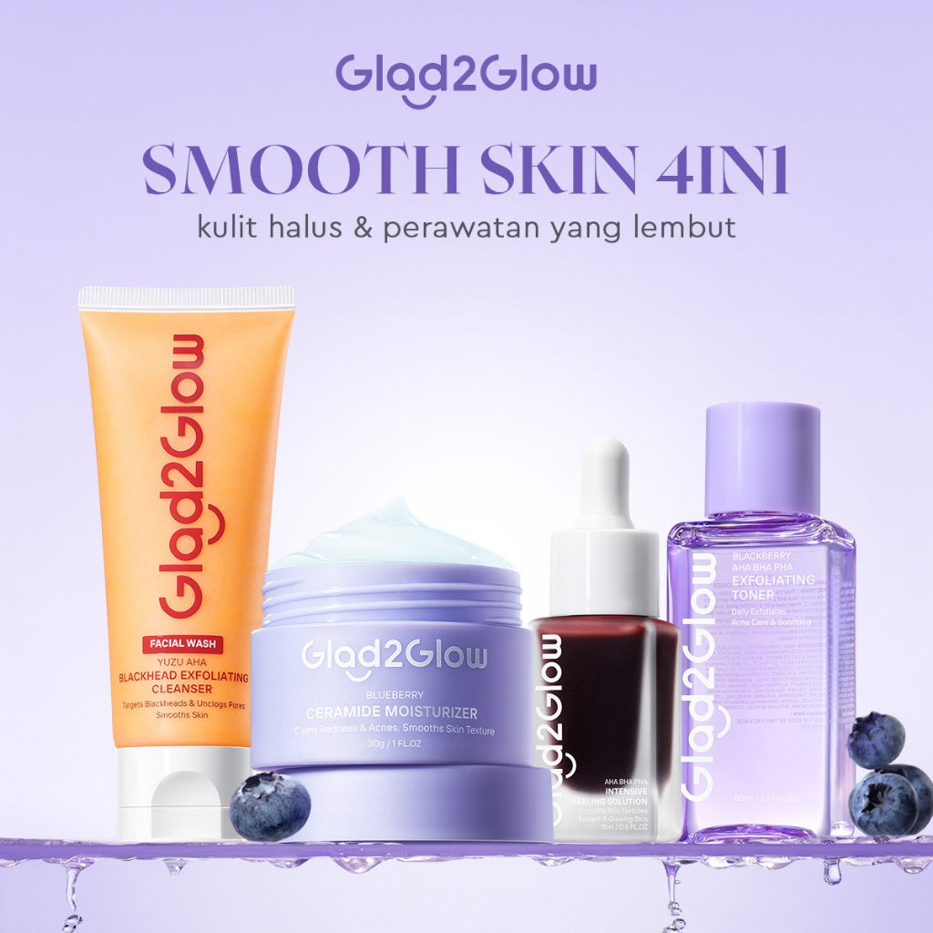 [Set Eksfoliasi]Glad2Glow Kulit Halus Bundle all in 1 - 2/3/4/5 PCS eksfoliasi wajah Skincare Set-Pulihkan/Cerah Krim+Peeling Solution+ Cleanser+Eksfoliasi Toner-peeling whitening Moisturizer facial wash Pelembab G2G glad2glow official store