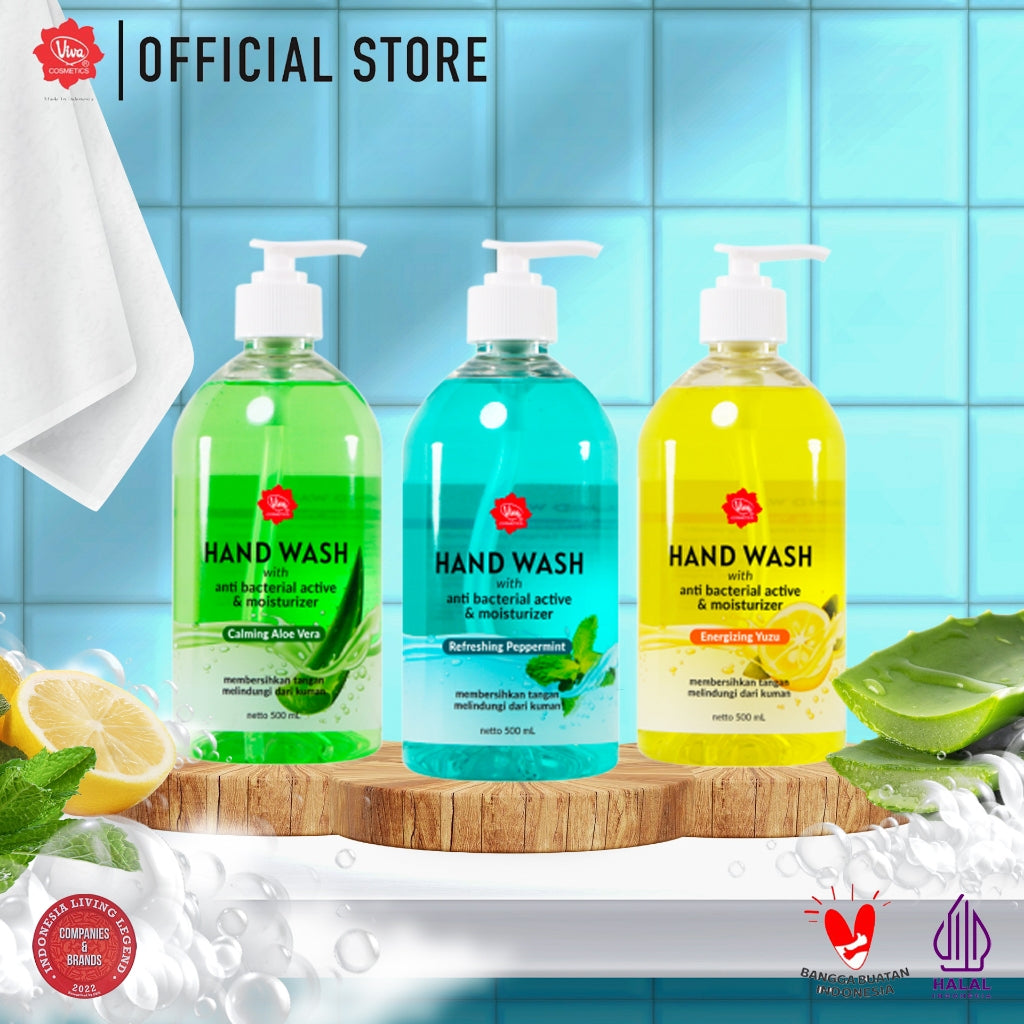 Viva Hand Wash with Antibacterial Active & Moisturizer (Sabun tangan ANTI BAKTERI & ANTI KUMAN) - tersedia 3 varian - 500 ml