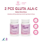 Noera 2 Pcs Gluta ALA-C | Noera Suplement Whitening L-Glutathione 500mg | Noera Whitening Capsule | L-Glutathione 500mg Alpha Lipolic Acid 50mg Vitamin C 45mg | Whitening Booster Suplemen Kecantikan