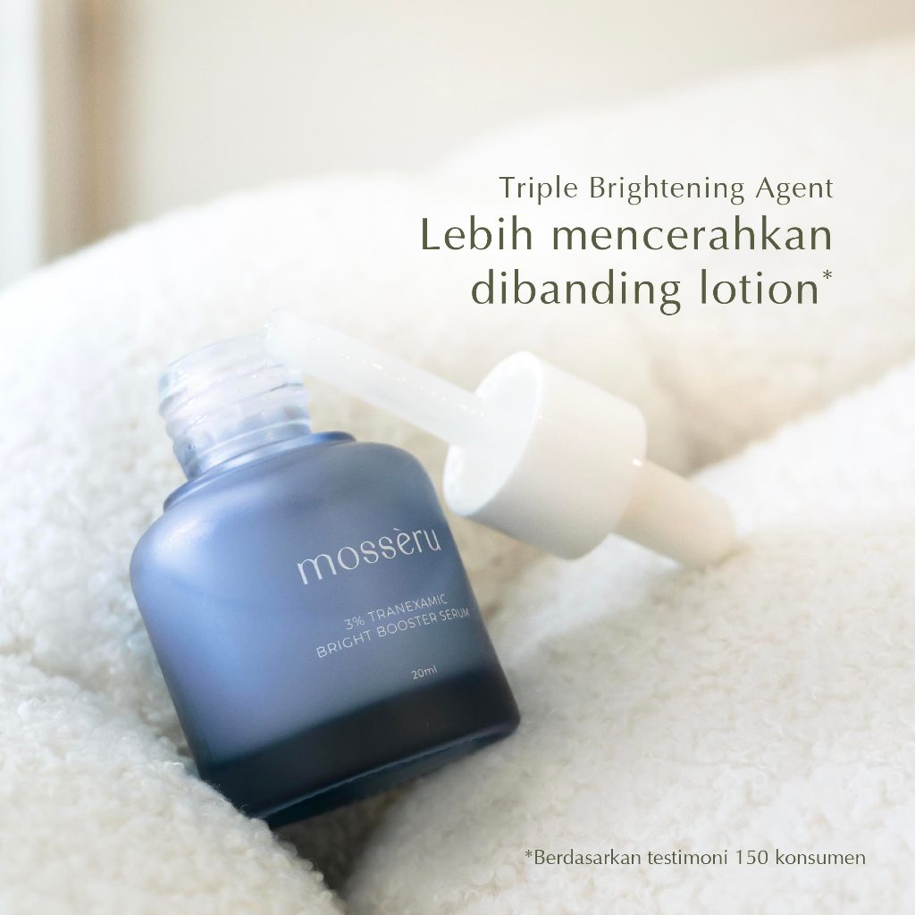 MOSSÈRU 3% Tranexamic Bright Booster Serum | Tranexamic Acid | Niacinamide | Brightening Serum | Menenangkan kulit Kemerahan | Pudarkan Flek & Melasma  | Serum Bekas Jerawat | Menghidrasi kulit | Meratakan warna kulit | Memudarkan bekas je